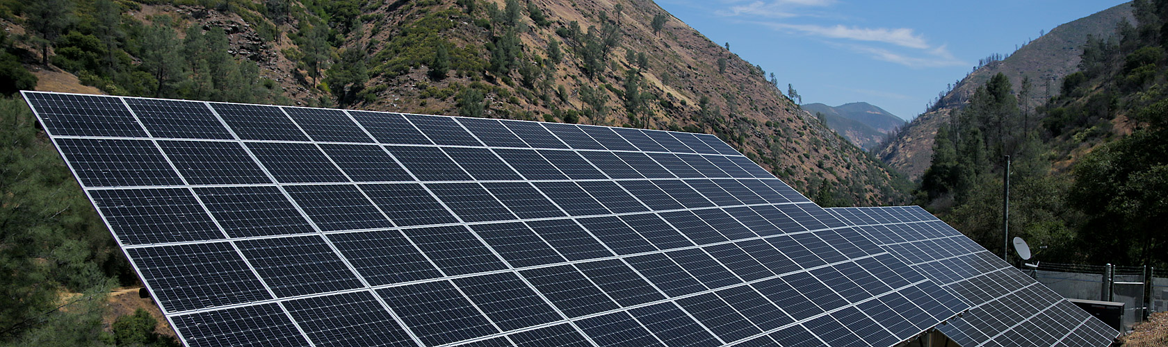Solar panels in a mountainous area