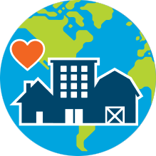 Icon of the earth with a red heart on it