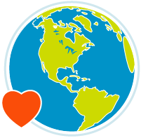 Icon of the earth with a heart