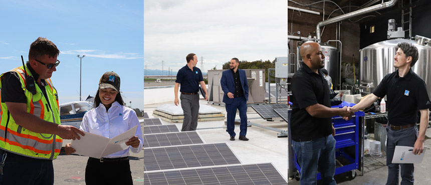 Collage of PG&E customers working with PG&E employees
