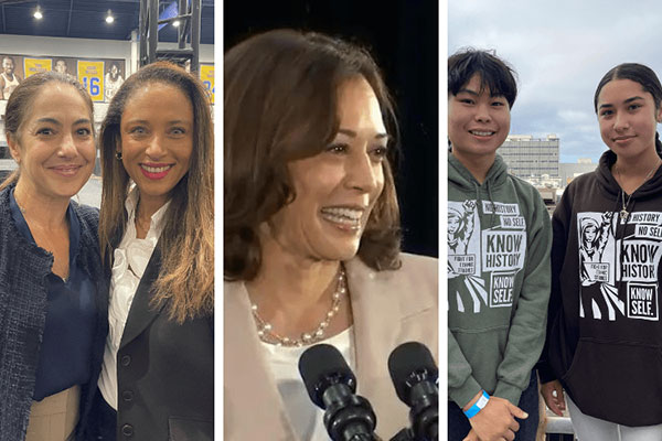Portraits of Vice President Kamala Harris and participants of the Oakland Promise program